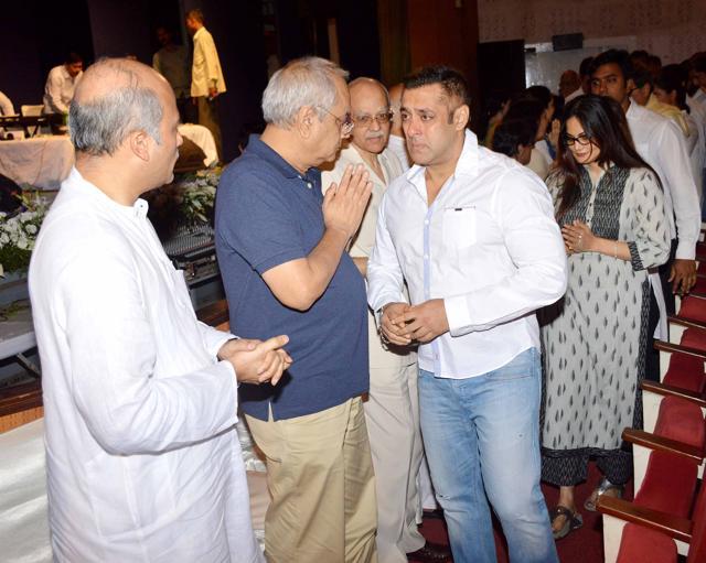 Salman Khan and his sister Alvira Agnihotri at Rajjat Barjatya’s prayer meet. (Yogen Shah ) Salman Khan and his sister Alvira Agnihotri at Rajjat Barjatya’s prayer meet. (Yogen Shah )