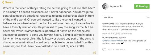 Taylor Swift makes her stand on the controversy pretty clear. (Instagram/Taylor Swift)