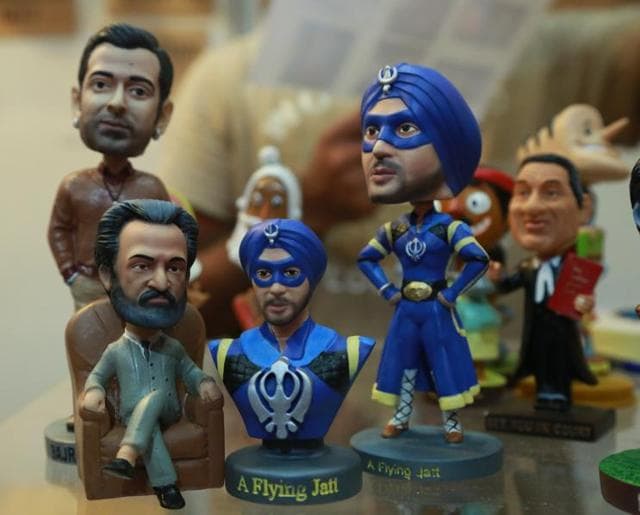 Bollywood inspired bobbleheads at the recent Stationery Expo.(Amal KS/HT Photo)
