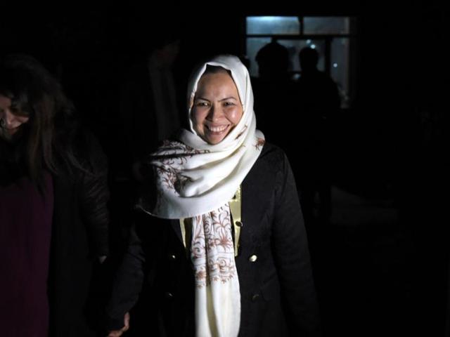 This photograph taken on May 10, 2016 shows Afghan Hazara tribe female governor of Daikundi province Masooma Muradi smiling after an interview with an AFP reporter at her residence in Nili, capital of Daikundi province. (AFP) This photograph taken on May 10, 2016 shows Afghan Hazara tribe female governor of Daikundi province Masooma Muradi smiling after an interview with an AFP reporter at her residence in Nili, capital of Daikundi province. (AFP)