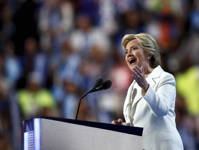 Democratic presidential nominee Hillary Clinton speaks during the final day of the Democratic National Convention in Philadelphia on July 28, 2016. (AP file photo) Democratic presidential nominee Hillary Clinton speaks during the final day of the Democratic National Convention in Philadelphia on July 28, 2016. (AP file photo)