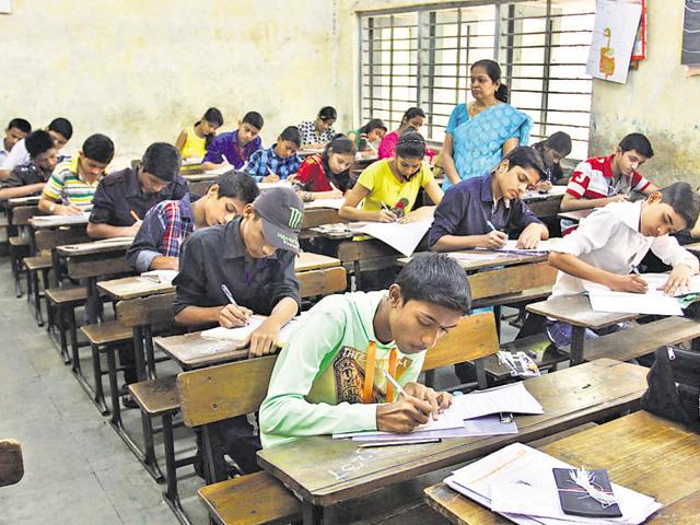 Students appearing for their state board examination. Delhi police say at least 70% of the missing children cases are of those who have runaway from homes due to low marks.(Representative Photo/HT File)