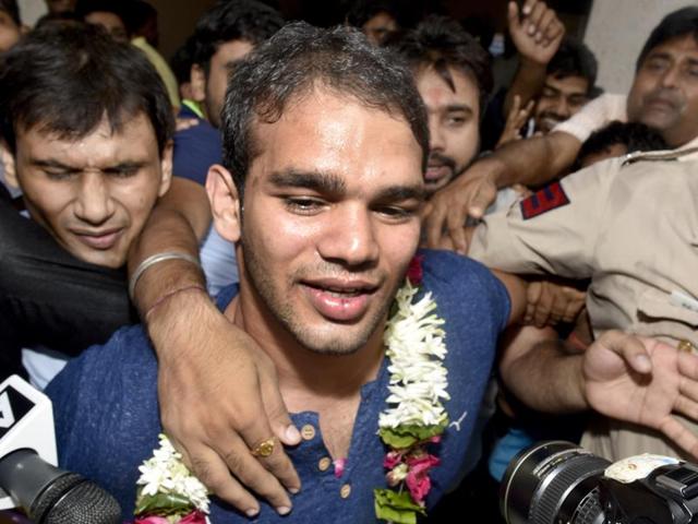 Wrestler Narsingh Yadav after NADA clears him of doping charges. (Vipin Kumar/HT Photo) Wrestler Narsingh Yadav after NADA clears him of doping charges. (Vipin Kumar/HT Photo)