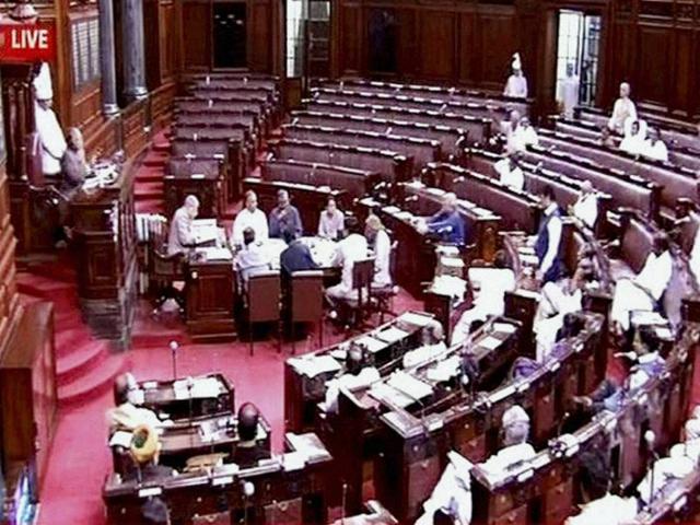 A view of the Rajya Sabha during the monsoon session of Parliament, in New Delhi.(PTI Photo)