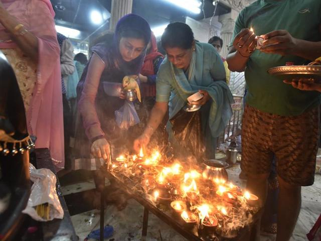 Devotees offer prayers at a temple on Shivratri. Literally meaning great night of Shiva or the night of Shiva, Maha Shivaratri is celebrated every year on the 13th night/14th day of the Maagha or Phalguna month of the Hindu calendar. (Raj K Raj/HT PHOTO) Devotees offer prayers at a temple on Shivratri. Literally meaning great night of Shiva or the night of Shiva, Maha Shivaratri is celebrated every year on the 13th night/14th day of the Maagha or Phalguna month of the Hindu calendar. (Raj K Raj/HT PHOTO)