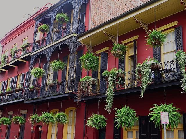 Beautiful French Quarter townhouses with cast iron filigree. (Photo: Geetika Jain) Beautiful French Quarter townhouses with cast iron filigree. (Photo: Geetika Jain)