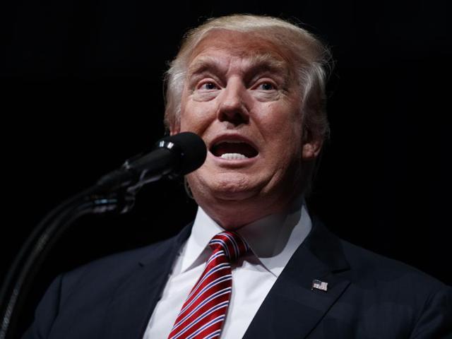 Republican presidential candidate Donald Trump speaks during a campaign rally on Tuesday. (AP) Republican presidential candidate Donald Trump speaks during a campaign rally on Tuesday. (AP)