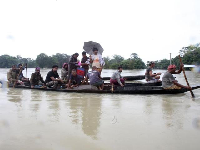 Wildlife workers evacuate wild animals from the flood-ravaged Kaziranga National Park. (CWRC-IFAW-WTI) Wildlife workers evacuate wild animals from the flood-ravaged Kaziranga National Park. (CWRC-IFAW-WTI)