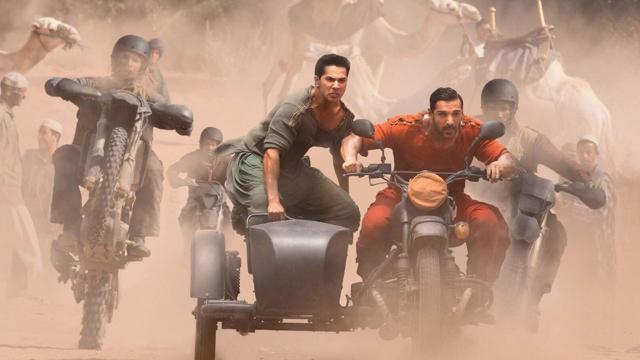 Actor Varun Dhawan and John Abraham in a still form the film Dishoom.