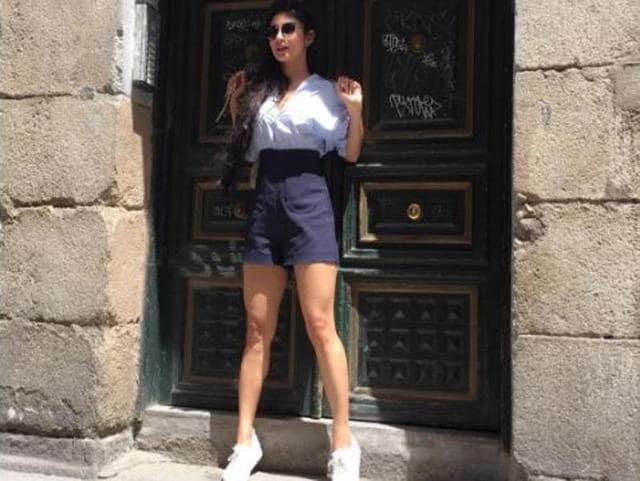 Here she is hanging out in Madrid, Spain in the perfect holiday outfit.  (Instagram) 