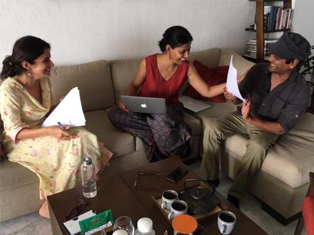 Nawazuddin Siddiqui and Rasika Duggal had a good time during the reading of their upcoming film Manto with director Nandita Das. Nawazuddin Siddiqui and Rasika Duggal had a good time during the reading of their upcoming film Manto with director Nandita Das.