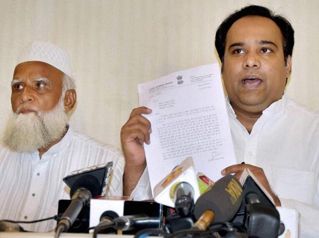AAP MLA Asim Ahmed Khan at his residence in New Delhi on Wednesday.(PTI)