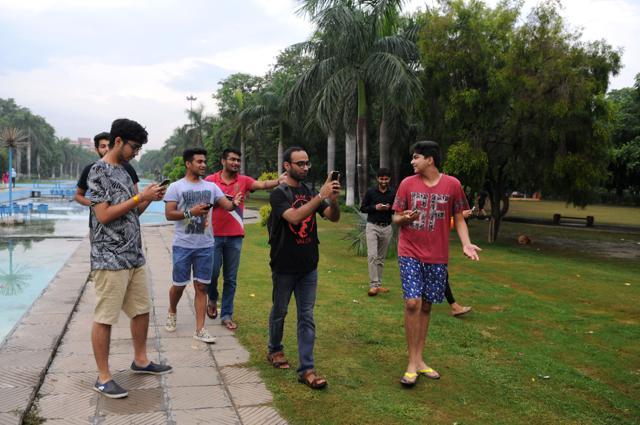 There are over 20 PokeStops at the garden – real-world locations that allows gamers to collect items such as eggs or Pokeballs to capture more creatures – at different spots in the park. (Parveen Kumar/HT Photo)