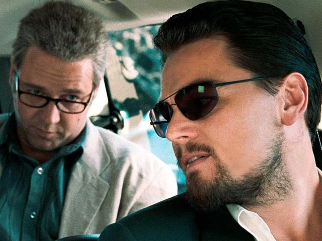 Leonardo DiCaprio and Russell Crowe played two different kinds of spies in the same movie. Here they are, discussing spy stuff in Body of Lies. (Twitter) Leonardo DiCaprio and Russell Crowe played two different kinds of spies in the same movie. Here they are, discussing spy stuff in Body of Lies. (Twitter)