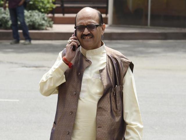Samajwadi Party MP Amar Singh during monsoon session at Parliament House in New Delhi.(Arvind Yadav/HT File Photo)