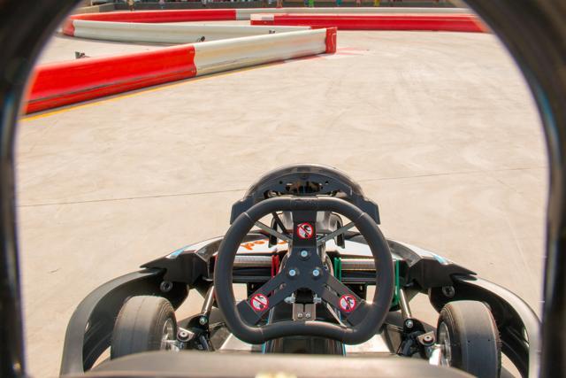 A view of the track from the kart A view of the track from the kart