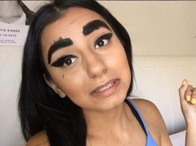 100 layers of eyebrow darkening and eyeliner. We assure you that these are the least gross of all the images that we came across online. Needless to say that we suggest you not to try looking up the others. (Instagram)