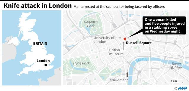 Map shows Russell Square in London where a 19-year-old young man attacked people with a knife on Wednesday night. (AFP ) Map shows Russell Square in London where a 19-year-old young man attacked people with a knife on Wednesday night. (AFP )