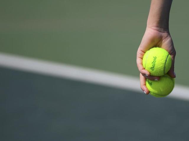 A player trains at the Olympic Tennis Centre in Rio. (Reuters Photo) (REUTERS)