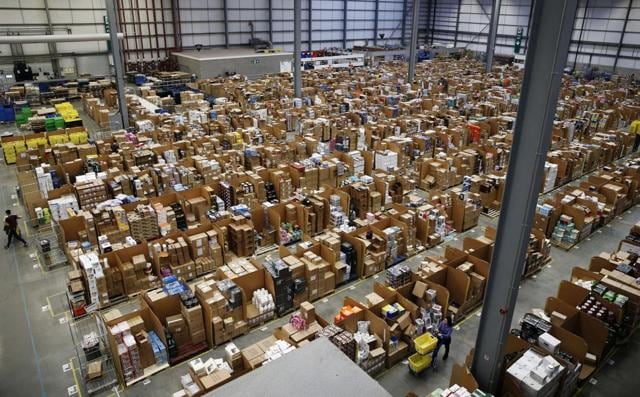 An Amazon ‘fulfillment centre’. The unified GST will help e-commerce companies streamline costs.