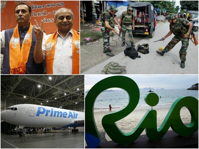 New Gujarat CM; attack in Assam’s Kokrajhar; Amazon’s Prime Air; Rio Games.(Agencies)