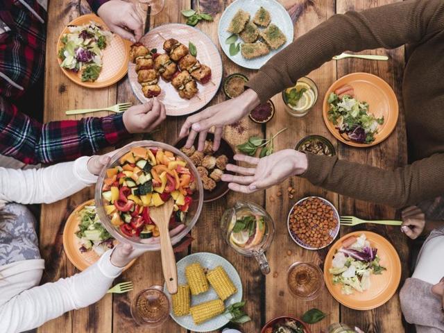 Plan simple, balanced meals to share together, and allow everyone to splash out as much as they like when eating out, so long as everyone pays for what they eat. (Istock) Plan simple, balanced meals to share together, and allow everyone to splash out as much as they like when eating out, so long as everyone pays for what they eat. (Istock)