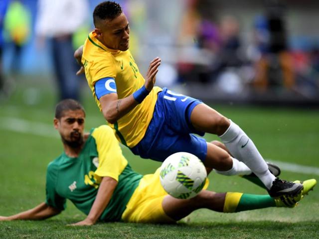 Neymar, one of the three ‘overage’ players, in the under-23 squad, played deeper, attempting to pull the strings from behind the younger forwards Gabriel Barbosa and Gabriel Jesus. The youngsters, however, missed their chances, including a sitter in the second half. (AFP) 