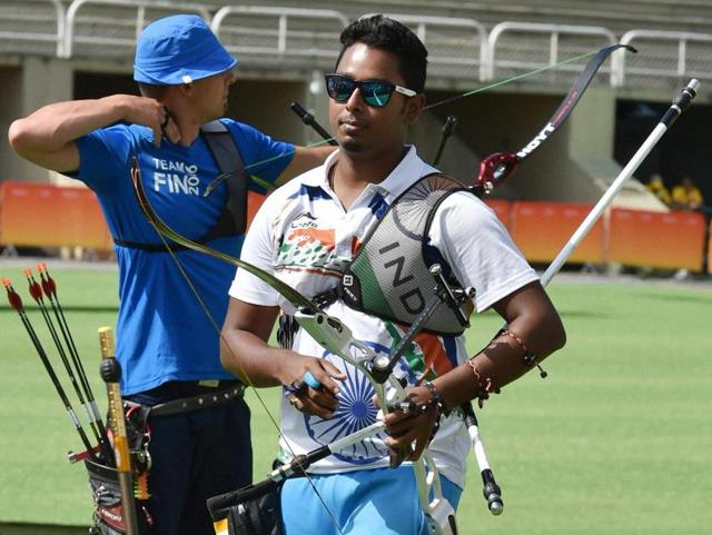 Atanu Das is the lone male member in the Indian archery team and competes in the individual section. (PTI Photo) (PTI) Atanu Das is the lone male member in the Indian archery team and competes in the individual section. (PTI Photo) (PTI)