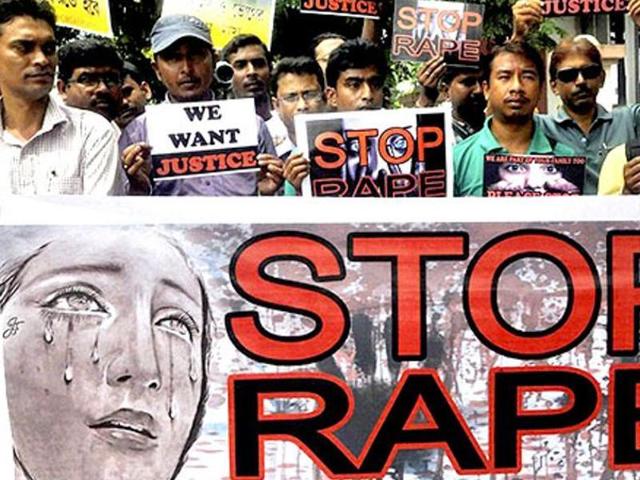 A file photo of people staging protest against rape. One of the death row convicts in the December 16 gangrape and murder case has sought permission to attend hearings against his sentence in the Supreme Court,.(PTi)