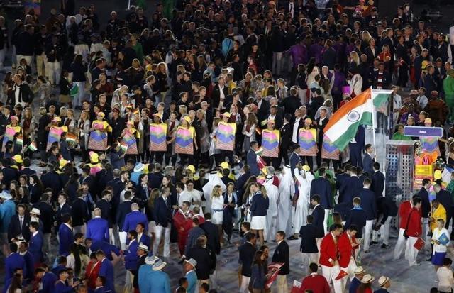 India’s flag-bearer Abhinav Bindra leads the contingent at the opening ceremony. (Reuters Photo) India’s flag-bearer Abhinav Bindra leads the contingent at the opening ceremony. (Reuters Photo)