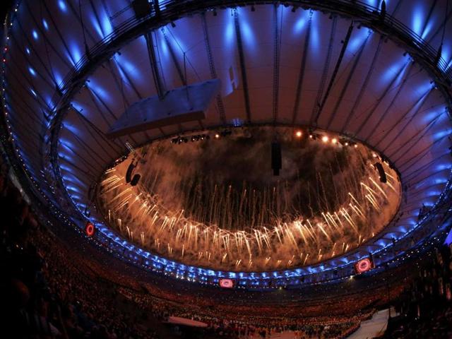 Fireworks explode during the opening ceremony. (Reuters Photo)
