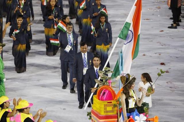Abhinav Bindra leading the Indian contingent in the Rio Olympics opening ceremony. (Reuters Photo) Abhinav Bindra leading the Indian contingent in the Rio Olympics opening ceremony. (Reuters Photo)