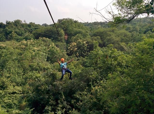 Kush Patel, 26, went zip-lining to get to one quest’s coordinates, in Orsang, Gujarat, last August. Kush Patel, 26, went zip-lining to get to one quest’s coordinates, in Orsang, Gujarat, last August.