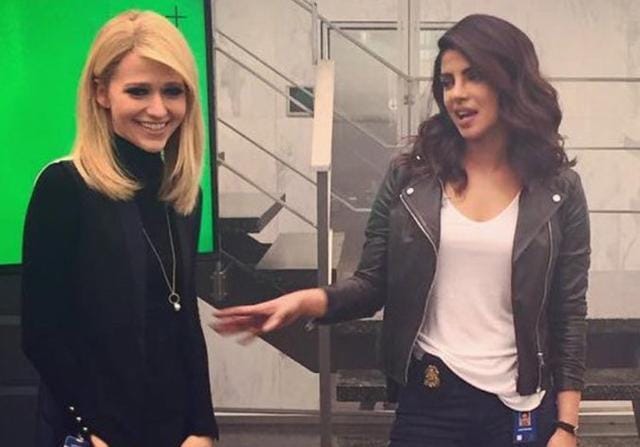 Johanna Braddy and Priyanka Chopra on the set of Quantico. (Johanna Braddy/Twitter)