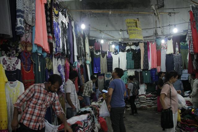 One of the shops at Sarojini Nagar market. (Shivam Saxena/HT Photo )