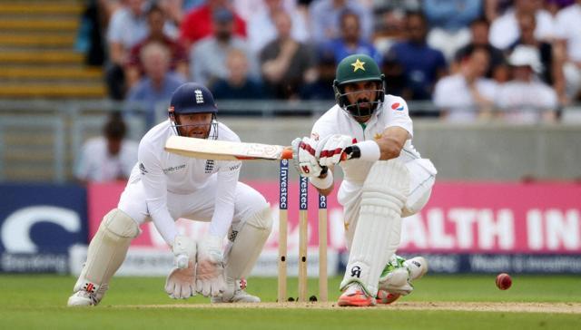 Pakistan batsman Misbah-ul-Haq sweeps the ball. (AP Photo)
