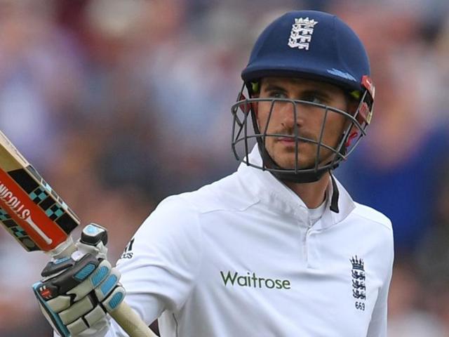 England's Alex Hales and Alastair Cook at the end of play.(Reuters)