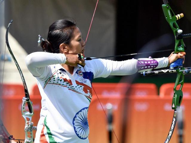India’s Bombayla Devi in action on Friday. India finished seventh in the team ranking round, and will next face Colombia. (PTI)