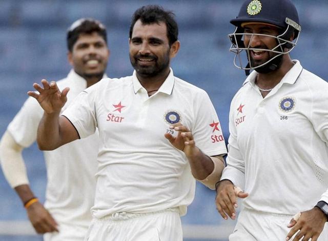 India pacer Mohammed Shami (right) has made a strong comeback after a frustrating injury layoff, but will have to help India dismantle West Indies’ lower order quicker in the next Test starting in St Lucia on Tuesday. (AP Photo) India pacer Mohammed Shami (right) has made a strong comeback after a frustrating injury layoff, but will have to help India dismantle West Indies’ lower order quicker in the next Test starting in St Lucia on Tuesday. (AP Photo)