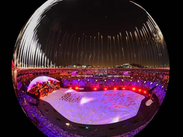 This picture shows an overview of the opening ceremony. (AFP Photo)