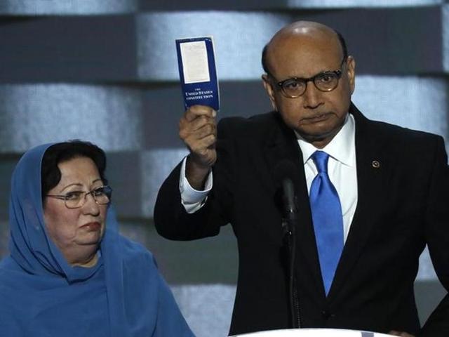 Khizr Khan and wife Ghazala at the Democratic National Convention in Philadelphia.(Reuters File)