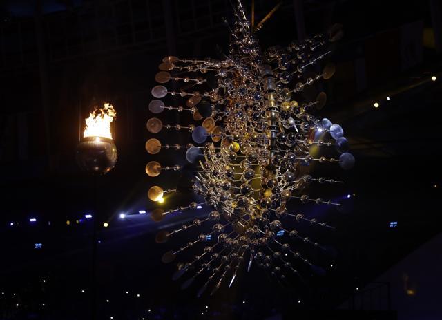 The Olympic cauldron is lit during the opening ceremony. (AP Photo) The Olympic cauldron is lit during the opening ceremony. (AP Photo)