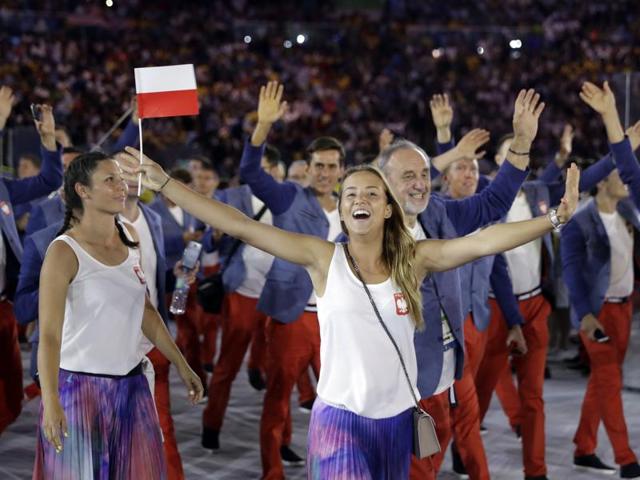Team Poland arrive during the opening ceremony for the 2016 Summer Olympics in Rio de Janeiro, Brazil. (AP Photo)