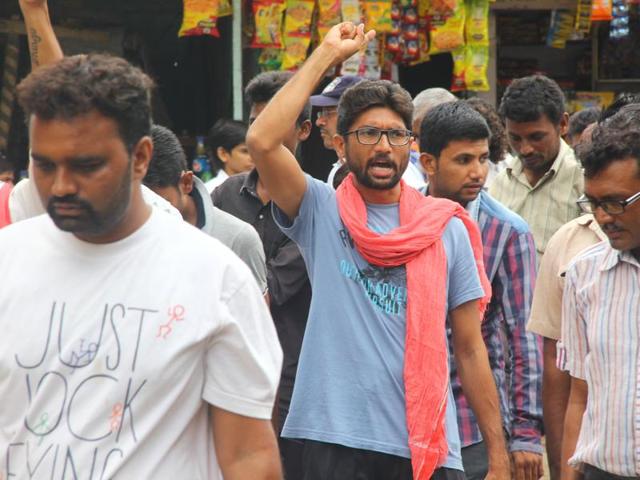 Lawyer Jignesh Mevani is leading the Aazadi Kooch (March for Freedom) in Gujarat. “My work is apolitical. Period,” he says.(Siddharaj Solanki/ HT photo)