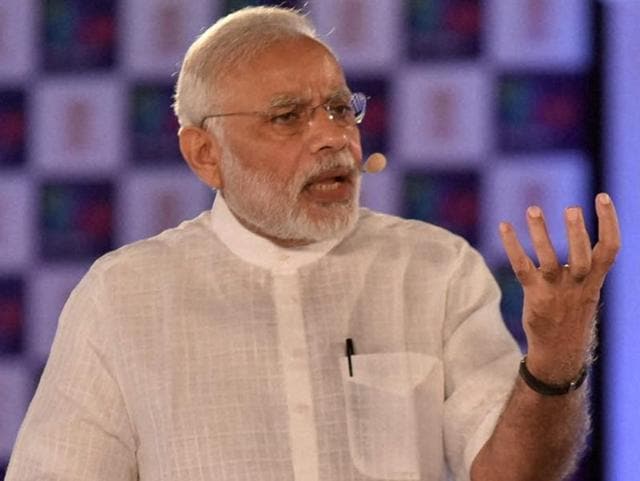 Prime Minister Narendra Modi speaks at the second anniversary celebrations of MyGov, in New Delhi on Saturday.(PTI) Prime Minister Narendra Modi speaks at the second anniversary celebrations of MyGov, in New Delhi on Saturday.(PTI)