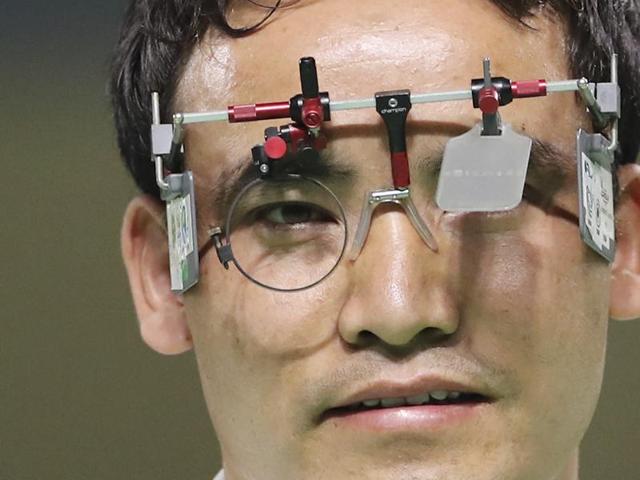 India’s Jitu Rai in action during the men's 10-meter air pistol finals. Rai finished in the eighth place. (AP Photo) India’s Jitu Rai in action during the men's 10-meter air pistol finals. Rai finished in the eighth place. (AP Photo)