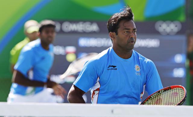 Leander Paes, of India (right) with his partner Rohan Bopanna at the 2016 Summer Olympics in Rio de Janeiro on Saturday. Paes and Bopanna lost their first round match to Poland's Lukasz Kubot and Marcin Matkowski. (AP) Leander Paes, of India (right) with his partner Rohan Bopanna at the 2016 Summer Olympics in Rio de Janeiro on Saturday. Paes and Bopanna lost their first round match to Poland's Lukasz Kubot and Marcin Matkowski. (AP)