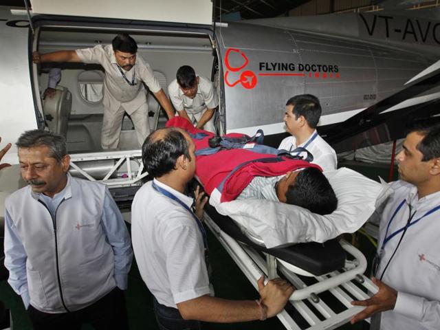 Medical evacuations (med-evacs) are not just in short supply but even those that offer services can’t move patients at night because most airports do not have the facilities to land at night.(HT File Photo)