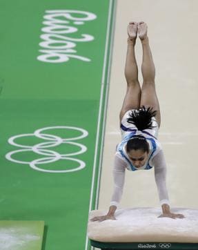 Indian gymnast Dipa Karmakar trains on the vault ahead of the Olympics in Rio de Janeiro. (AP Photo) Indian gymnast Dipa Karmakar trains on the vault ahead of the Olympics in Rio de Janeiro. (AP Photo)