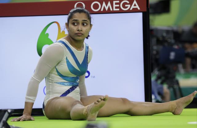 Dipa Karmakar rests during a training session ahead at Rio de Janeiro on Thursday. (AP Photo) Dipa Karmakar rests during a training session ahead at Rio de Janeiro on Thursday. (AP Photo)